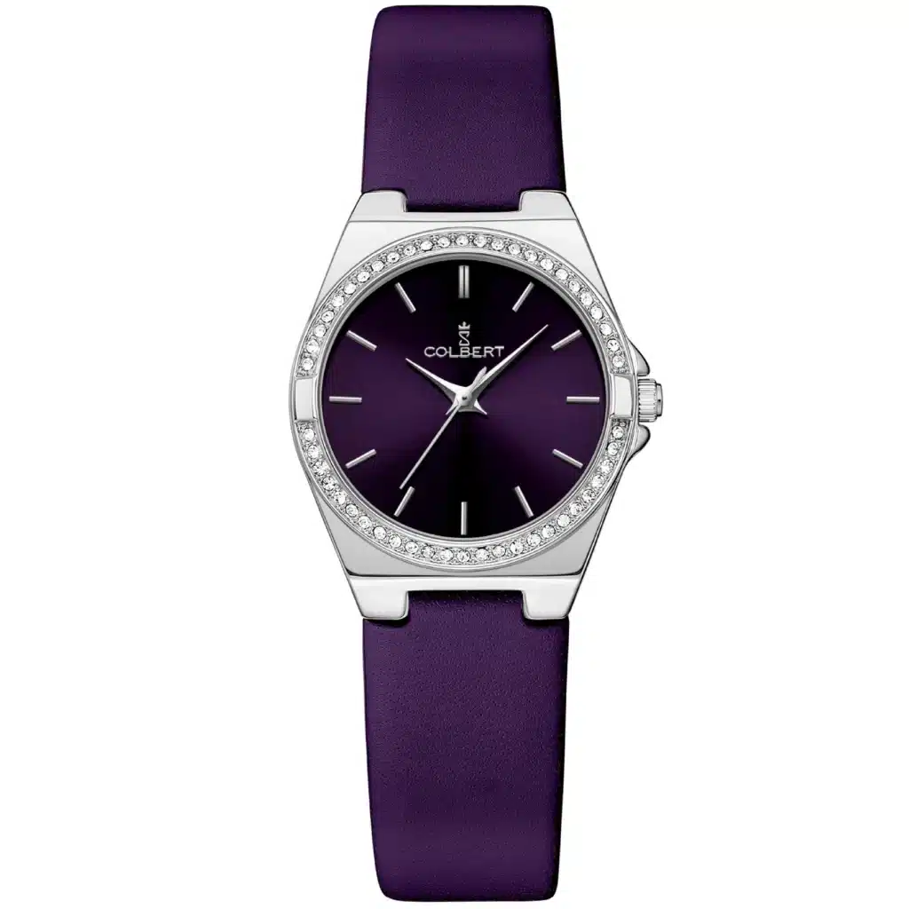 046 ساعت مچی کلبرت بنفش اورجینال نگیندار موتور میوتا ژاپن