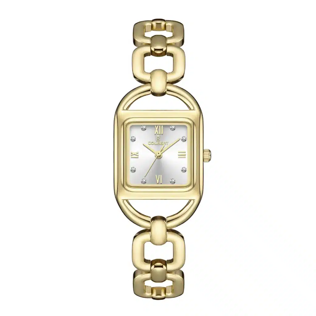 213 ساعت مچی زنانه کلبرت رسمی ظریف با بند طلایی و صفحه سفید