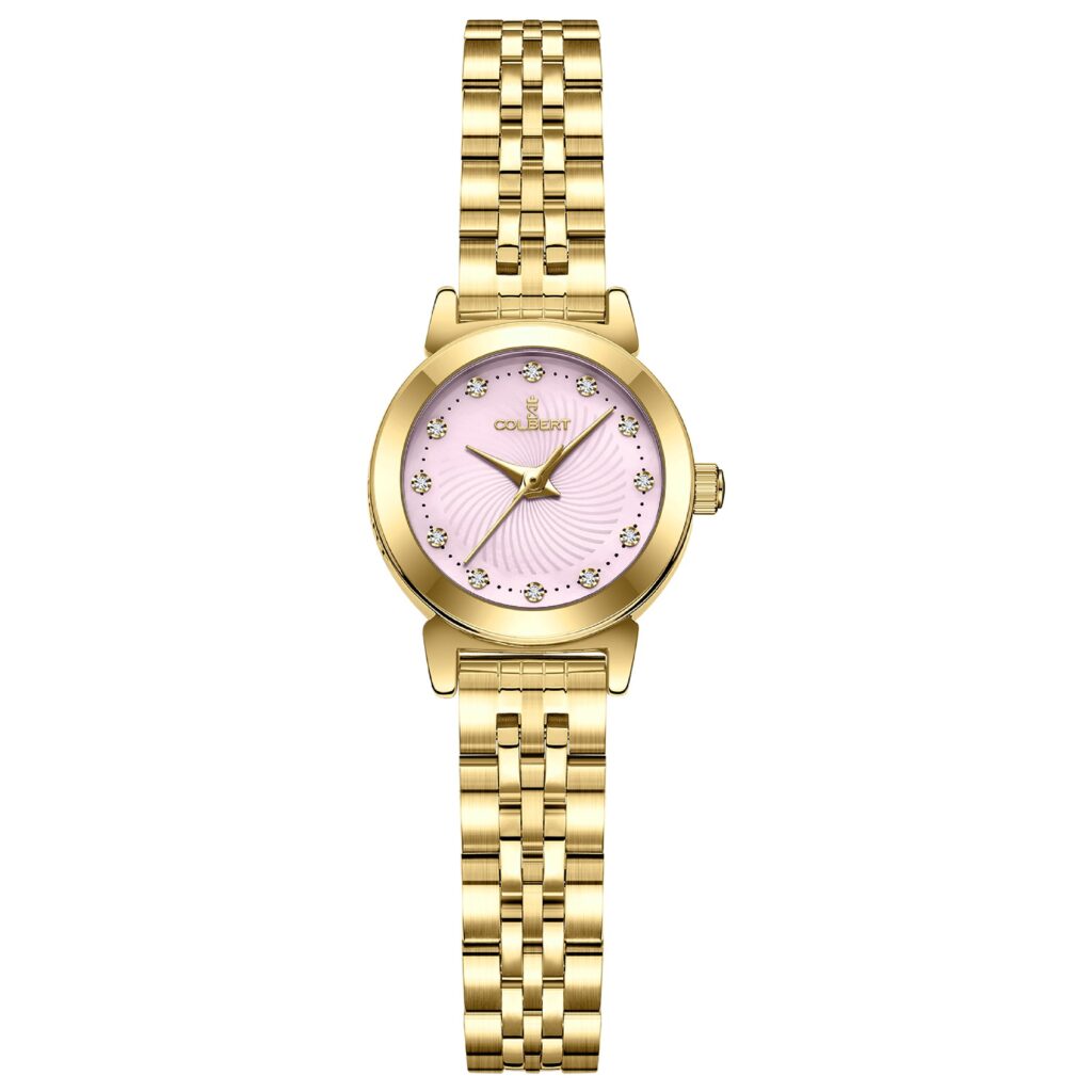colbert-women-classic-sport-watch-pink-golden-band
